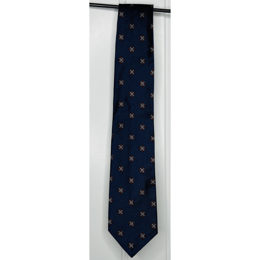 Robert Jensen Blue Geometric Designer Silk Tie